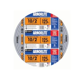 Southwire 10/2 125 ft 30 Amp CU Aluminum Armorlite Metal Clad (Silver),Sliver