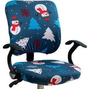 VIOKKO Christmas Office Chair Cover Xmas Stretchable Computer Desk Chair Seat Covers 2 Piece Waterproof Swivel Chair Protective Slipcover (Merry Christmas - Black)