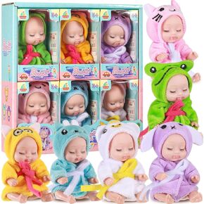 Hanaive 6 Pcs Mini Baby Dolls 4 Inch Lifelike Realistic Baby Dolls Mini Reborn Cute Baby Dolls Tiny Baby Doll Easter Egg Fillers Birthday Gifts Set for Girls Toddlers Kids Basket Stuffers(Classic)
