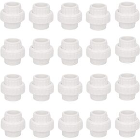 Set of 20, Lobergel 1 Inch PVC Union Coupling, White Pipe Fitting with EPDM O-Ring. Slip PVC Union Coupling Adapter Schedule 40