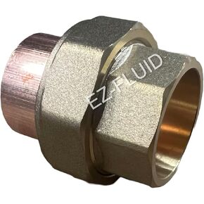 EZ-FLUID Plumbing 1" C X C Copper Union, Copper Union CxC Solder Sweat Straight Connection,Lead-Free Brass & Copper (1Pack)
