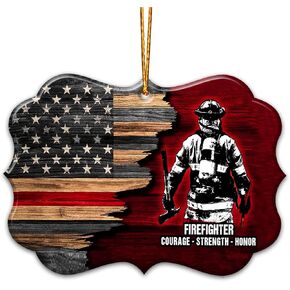 Firefighter Christmas Ornament Tree Decor 2D FLAT (Not 3D Ornament), Gifts for Fireman Paramedic EMT Fire Department Smokejumper Responder, Gifts for Him, Rear View Mirror Car Accessories (01)