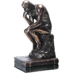 YTC 7.75 Inch The Thinker Nude Male Statue Figurine, Bronze Colored