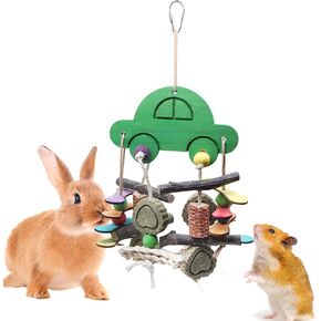 MQFORU Chinchilla Toys, Guinea Pig Toys, Chinchilla Food, Bunny Toys for Rabbits, Rabbits Hanging Toys for Cage, Bunny Treats Hamsters Rats Toys for Chew Snacks