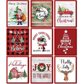 Tevxj 9PCS Holiday Bedroom Decor Prints Posters for Living Room Office Decorations Christmas Signs Paintings (8X10inch Unframed)