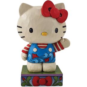 Enesco Sanrio by Jim Shore Hello Kitty Waving Classic Figurine- Stone Resin Hand Painted Crafted Collectible Hello Kitty Figurines Home Decor Statue, 6 Inch
