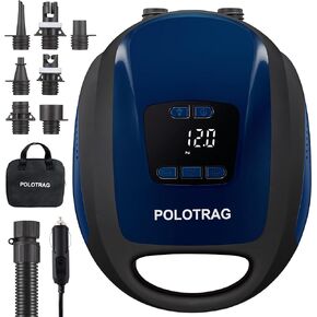 Polotrag Paddle Board Pump, SUP Electric Pump, Professional 20 PSI Portable Air Compressor with Auto-Off, Deflation Function and 12V DC Car Cigarette Lighter for Inflatables, Kayaks and Boats