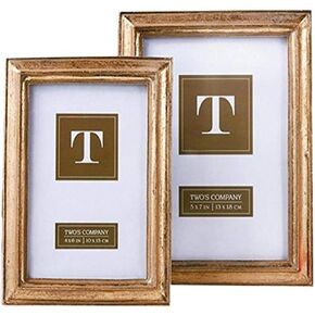 Two's Company Set of 2 Gold Leaf Photo Frames