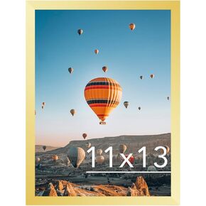 11x13 Picture Frame Gold for Wall Hanging, Wall Mounting Horizontally or Vertically, 11 x 13 Wall Gallery Poster Photo Frame with Shatter Resistant Plexiglass, Gold