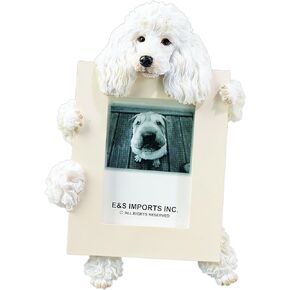 Poodle Picture Frame Holds Your Favorite 2.5 by 3.5 Inch Photo, Hand Painted Realistic Looking Poodle Stands 6 Inches Tall Holding Beautifully Crafted Frame, Unique and Special Poodle Gifts for Poodle Owners