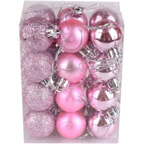 24PCS Mini Christmas Balls Ornaments Shatterproof Christmas Tree Ball Decorations 1.2" Plastic Glitter Decorative Hanging Balls for Xmas Tree Halloween Holiday Wedding Party Home Decor, Red