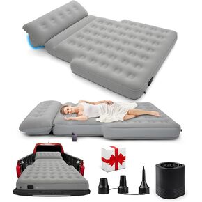Epltion Camping air Mattress for Tesla Model Y 2020-2023 Accessories-Soft Flocking+PVC Material,with Air Pump,Beige