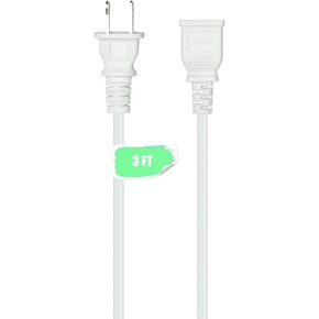 White Extension Cord 6FT 2 Prong Extension Cord Small for Indoor Use Outdoor Use with Single Outlet - Ideal for Holiday Lights, Lamps, Cameras, Appliance ETL Listed