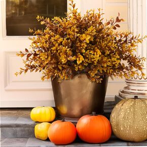 12pack Fall Fake Fern Plants Faux Boston Ferns UV Resistant Greenery for Outdoor Front Porch Artificial Ferns Stems for Indoor Home Porch Garden Window Box Autumn Decor