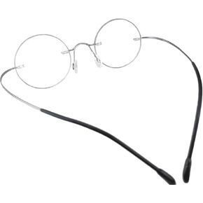 Rimless Titanium Reading glasses Vintage Small Round 43-22-145 Filter blue light Polycarbonate lens