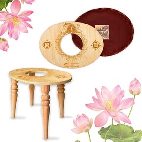 seat for Yoni in a Luxury Package-Devi steam Wooden SEAT with Engraved Pictures of Goddess Yoga and Muladhara (Luxury Queen (Seat+Herbs+Cushion+Gown+Smudge), Gold)