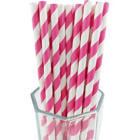 YAOSHENG Paper Straws for drinking, 100 Pack Orange Striped paper straws for Party Supplies,Birthday,Wedding,Bridal/Baby Shower,Juice, shakes,Smoothies,cocktail (Orange)