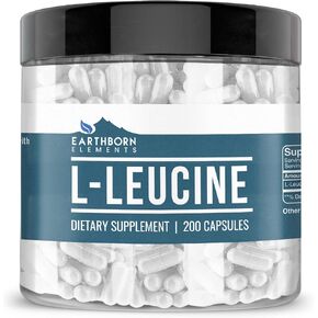 Earthborn Elements L-Leucine 200 Capsules, Pure & Undiluted, No Additives