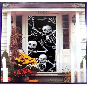 Halloween Skeleton Decoration Door Cover (30" x 72")