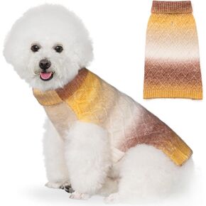 YUDODO Dog Sweater for Small Dogs Colorful Knitted Puppy Sweater Pet Dog Winter Clothes Warm Sweater for Yorkies Chihuahua(Small,Gradient Brown)