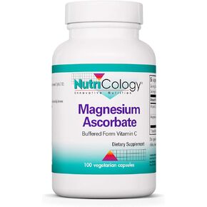 Nutricology Magnesium Ascorbate Supplement - 1000mg Buffered Vitamin C, Immune Support, Magnesium Powder, Vegetarian Capsules - 100 Count