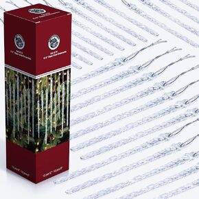 Large Twisted Clear Glass Icicle Christmas Ornaments for Christmas Trees - Set of 24 Icicles Christmas Tree Decorations - Christmas Tree Ornaments for White Or Silver Crystal Winter Frost Look!
