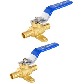 2-Pack EFIELD 3/4-inch Pex Crimp Full Port Shut-off Brass Ball Valve with Drop-ear, Blue Levels, ASTM F1807
