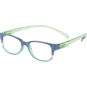 Envy Neck Hanging Reading Glasses, Stylish, Unisex, Prescription Quality Readers, Anti-Reflective coating, Spring hinges, Comfortable Square reader, Green and Blue