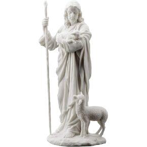 WU Jesus The Good Shepherd Statue Sculpture 11 ½-Inch (White)