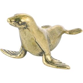 Brass Seal Figurine Ornament Nautical Mininature Seal Statue Ocean Animal Model Sculpture for Home Desk Office Decor Vintage Home Decor