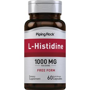 Piping Rock L-Histidine 1000 mg | 60 Capsules | Free Form Supplement | Non-GMO, Gluten Free