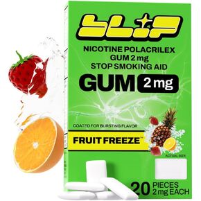 Blip NRT Nicotine Gum - 4mg Fruit Freeze (20 Count) - Help Quit Smoking Aid, Reduce Cravings - Nicotine Replacement