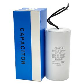 CBB60 Capacitor 80uF 300V AC 2-Wire 50/60Hz Cylinder 44x95mm Blower Motor air Compressor, air Conditioner Compressor and Motor Replacement Part