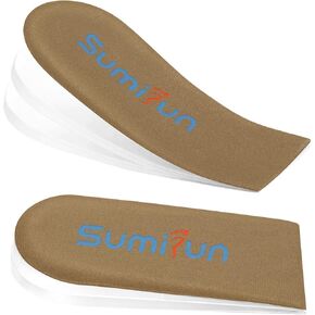 مصاعد كعب قابلة للتعديل من Sumifun للأحذية - مصاعد الكعب للأرجل غير المستوية، واختلافات طول الساق، وآلام الكعب، والإصابات الرياضية، والتهاب وتر العرقوب، بني، كبير، النساء 10-13 الرجال 9-14 in Kuwait