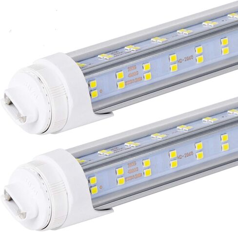 10 PCS-T8 T10 T12 LED Tube Light, 8 foot , 100W Rotate V Shaped, R17D/HO 8FT LED Bulb ,6000K Cold White, 14500LM, Clear Cover, (Replacement for F96T12/CW/HO 150W), Ballast Bypass,Dual-End Powered in Saudi Arabia