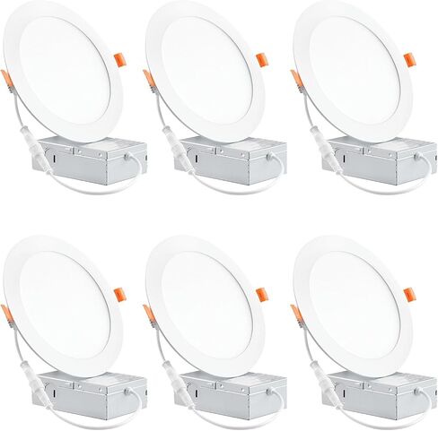 12 حزمة من مصابيح الإضاءة المريحة مقاس 6 بوصات مع صندوق التوصيل، مصباح سقف LED مجوف بقدرة 6000 كيلو ضوء النهار، 12 وات 110 وات مكافئ، سطوع 1050 لومن يمكن أن يضيء للتجديد والديكور الجديد in Saudi Arabia