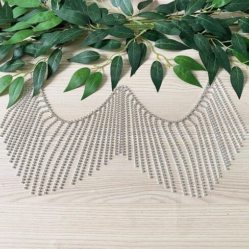 VOELIGT 1 ياردة حجر الراين هامش مطرز هامش تقليم حجر الراين هامش حزام الشريط شرابة سلسلة لإكسسوارات الملابس والديكور الطرف الفضة in Kuwait