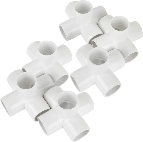 12 Pack 5 Way Pvc Fitting 1 inch Furniture PVC Fittings 5-Way Furnitures PVC Fittings 1 inch PVC Corner Fittings Connector for Building PVC Furniture Greenhouse Shed Pipe Fittings Tent Connection in Saudi Arabia