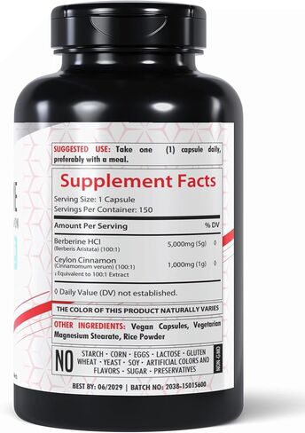 هيلثفير بربارين مع قرفة سيلان 5000 مجم - 150 كبسولة - صحة القلب ودعم المناعة، غير معدلة وراثيًا، خالية من الغلوتين، كمية تكفي 5 أشهر، صنع في الولايات المتحدة الأمريكية (150 قطعة) in Kuwait