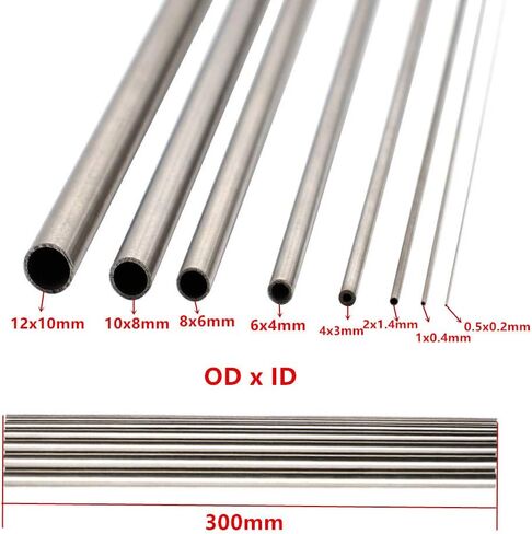 CCTVMTST 8 قطع أنابيب شعرية من الفولاذ المقاوم للصدأ 304، القطر الخارجي 0.5 إلى 12 ملم، الطول 300 ملم in Kuwait