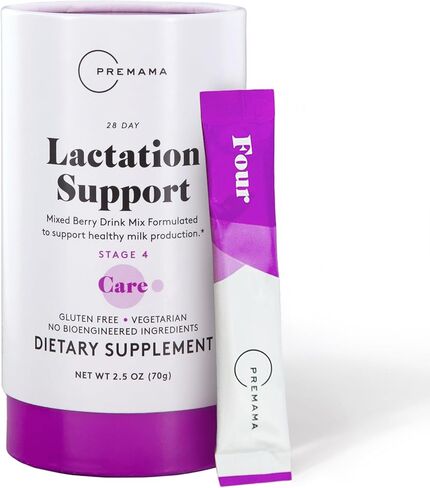 Premama Lactation Supplement, Dietary Support, Support Healthy Breast Milk, Essential Nutrients for Nursing Moms, Gluten-Free, Vegetarian, Mixed Berry Drink Mix, 28 Single-serve Packets in Saudi Arabia