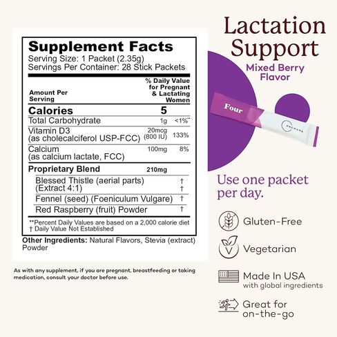Premama Lactation Supplement, Dietary Support, Support Healthy Breast Milk, Essential Nutrients for Nursing Moms, Gluten-Free, Vegetarian, Mixed Berry Drink Mix, 28 Single-serve Packets in Saudi Arabia