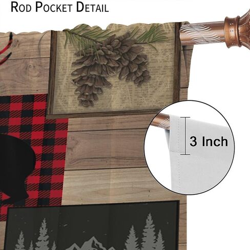 ستائر المقصورة الريفية، موس الغزلان الدب مزرعة لودج العلاجات نافذة لغرفة المعيشة غرفة نوم ديكور المطبخ، خمر البلد كوخ الأساسية ستائر التعتيم 2 لوحة مجموعات، 42x45 بوصة in Kuwait