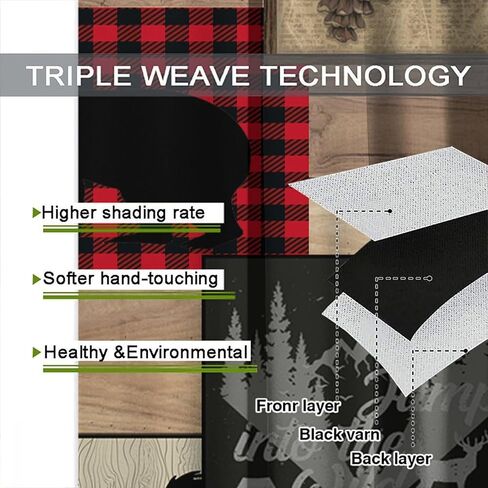 ستائر المقصورة الريفية، موس الغزلان الدب مزرعة لودج العلاجات نافذة لغرفة المعيشة غرفة نوم ديكور المطبخ، خمر البلد كوخ الأساسية ستائر التعتيم 2 لوحة مجموعات، 42x45 بوصة in Kuwait