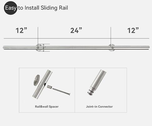 DIYHD 16FT Stainless Steel Sliding Library Ladder Hardware Kit, Bottom Wheel with Brake,300 lbs Capacity, Satin Finish (No Ladder) in Kuwait