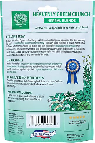 Small Pet Select - Heavenly Green Crunch Herbal Blend, a Natural Herbal Treat for Rabbits and Guinea Pigs, 4.4oz in Saudi Arabia