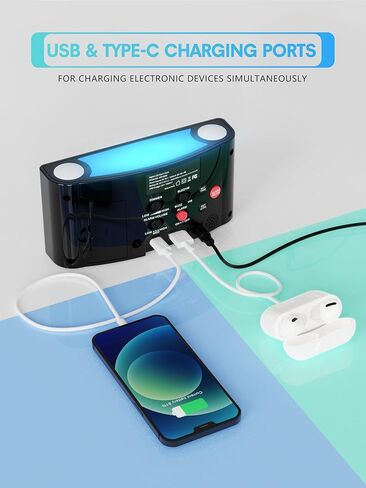 Rocam Digital Alarm Clock for Bedrooms - Large 7.5'' LED Display with Dimmer, Snooze, 7 Color Night Light, Easy to Set, USB Chargers, Battery Backup, 12/24 Hour for Kids,Heavy Sleepers(Blue) in Kuwait