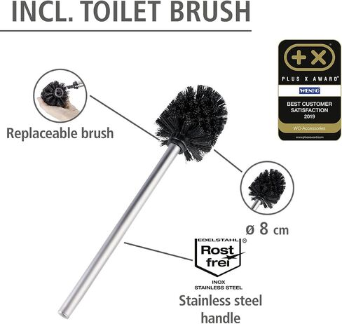 WENKO Free Standing 3 Piece Bathroom Accessory, Toilet Paper Dispenser, Toilet Brush Holder, Toilet Tissue Roll Holder, Toilet Set, Chrome Matt, 27.55 x 7.08 x 7.87 inch in Saudi Arabia