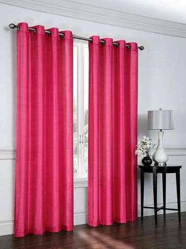 مجموعة ستائر Regal Home Collections مكونة من قطعتين من الستائر المصنوعة من الحرير الصناعي شبه شفافة - ألوان متنوعة (أصفر) in Saudi Arabia