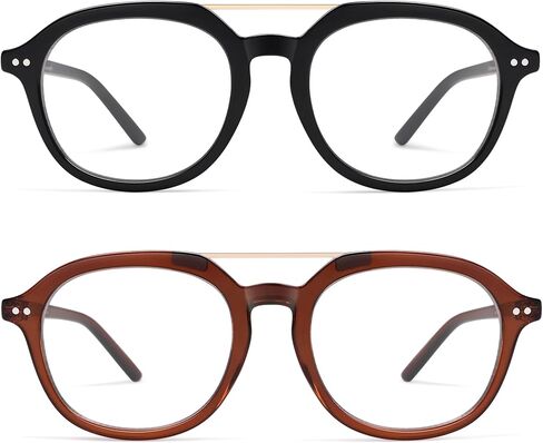 AMOMOMA 2 Pack Retro Aviator Square Reading Glasses for Women Men,Classic Blue Light Computer Womens Readers AM6161 in Kuwait
